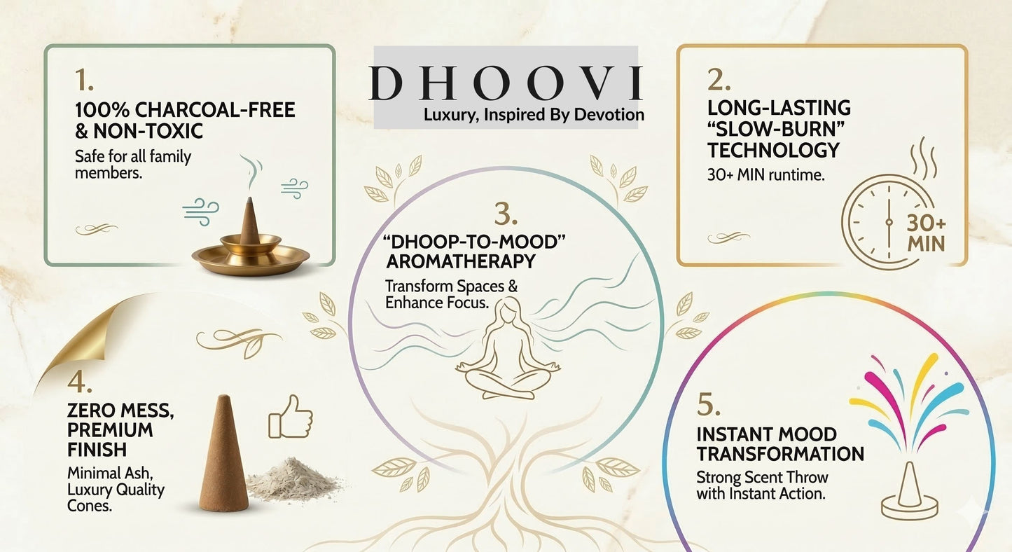Dhoovi Premium Dhoop Cones Combo - Sandalwood & Loban (80 Cones) | Charcoal-Free Natural Incense for Deep Meditation, Spiritual Healing & Home Fragrance | Long Lasting & Stress Relief
