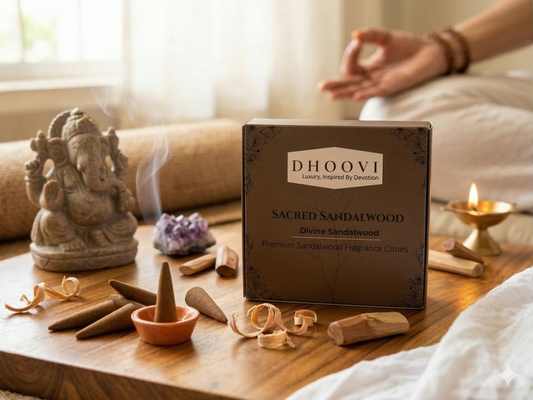 Dhoovi Premium Dhoop Cones Combo - Sandalwood & Loban (80 Cones) | Charcoal-Free Natural Incense for Deep Meditation, Spiritual Healing & Home Fragrance | Long Lasting & Stress Relief