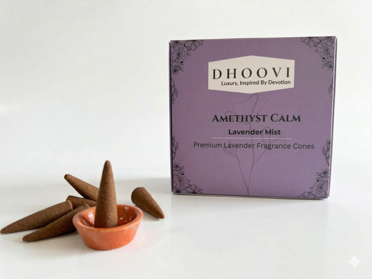 Dhoovi Premium Lavender Mist Dhoop Cones – Charcoal-Free for Meditation, Yoga & Daily Pooja (Pack of 40)