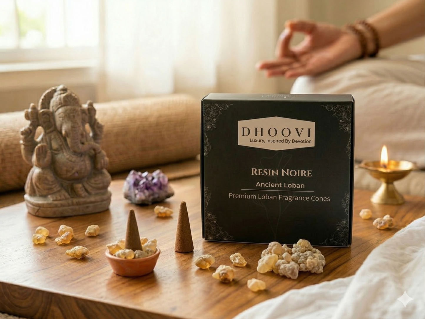 Dhoovi Premium Ancient Loban Dhoop Cones – Charcoal-Free for Meditation, Yoga & Daily Pooja (Pack of 40)