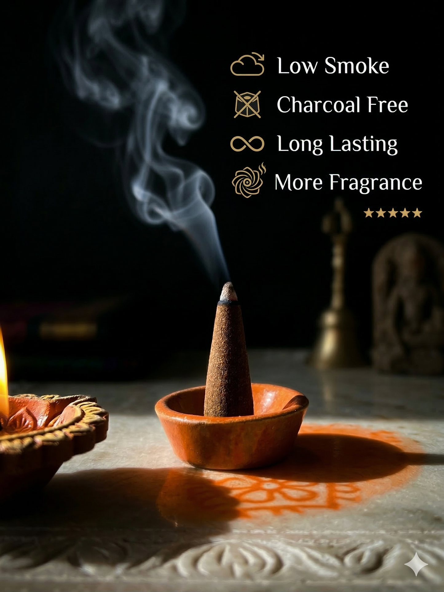 Dhoovi Premium Lavender Mist Dhoop Cones – Charcoal-Free for Meditation, Yoga & Daily Pooja (Pack of 40)